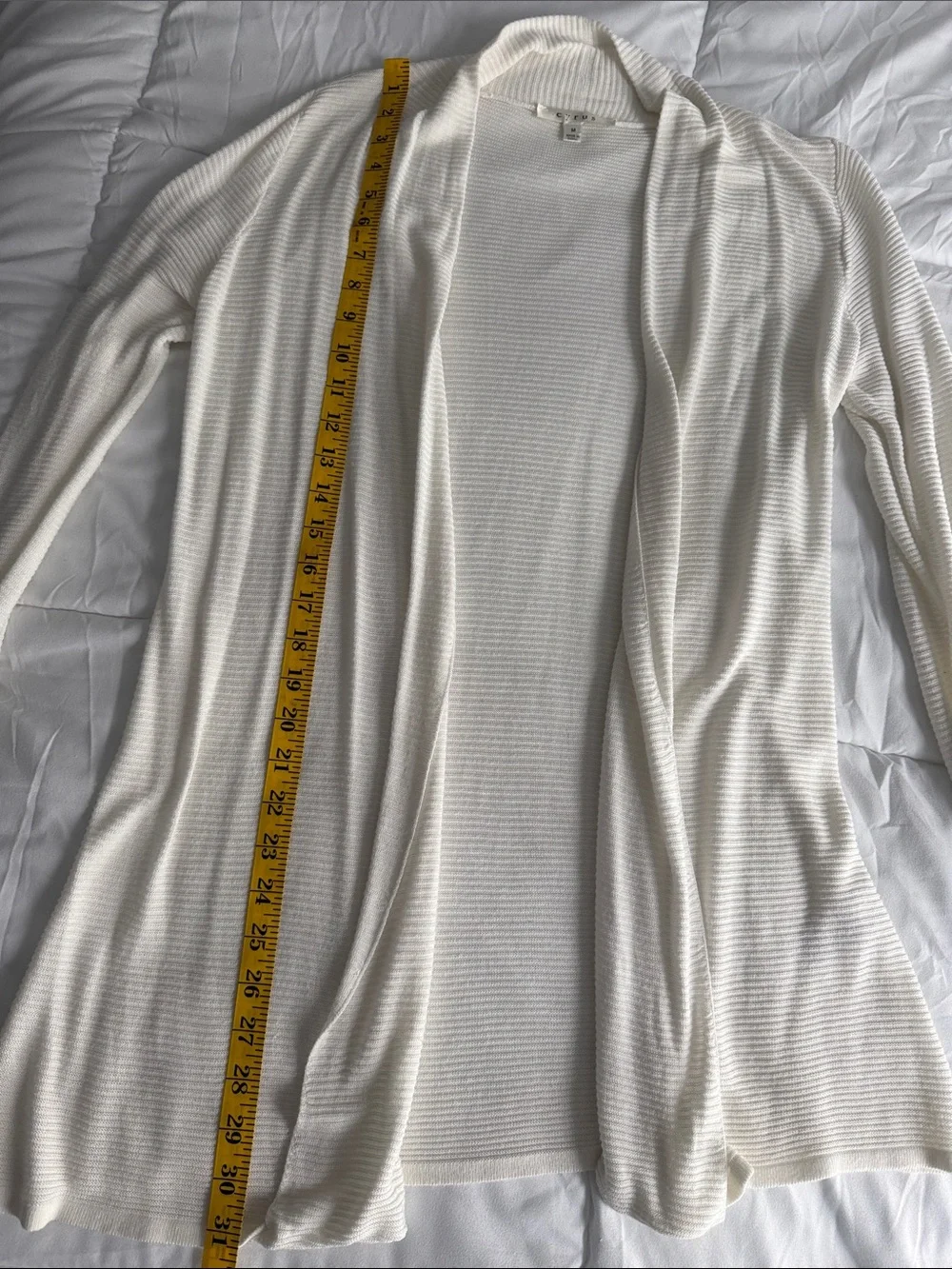 Cyrus Open-Front Delicate Ribbed Cardigan - White - Picture 5 of 7